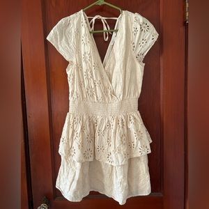 American Eagle Ivory Eyelet Garden Party Wrap Dress